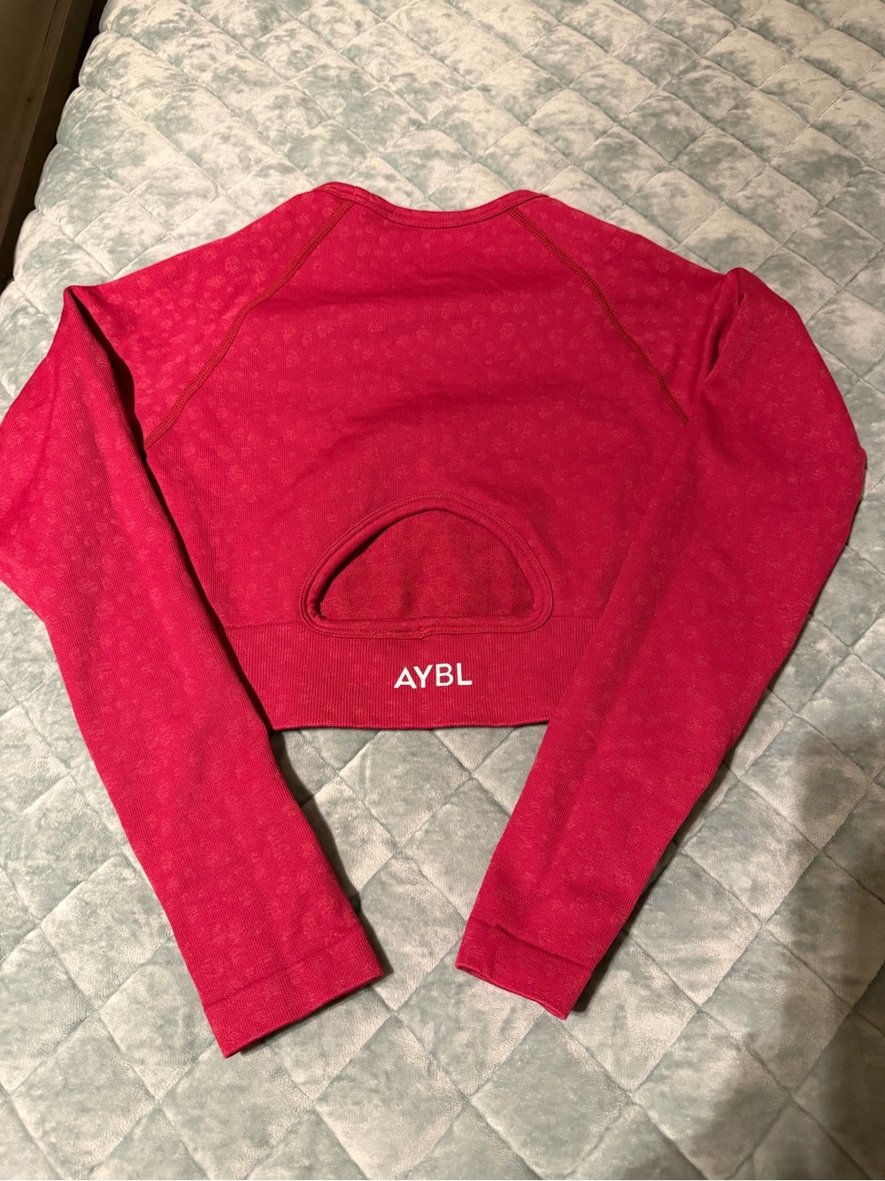 AYBL Pink-Red Long Sleeve Cropped Athletic Top - size S